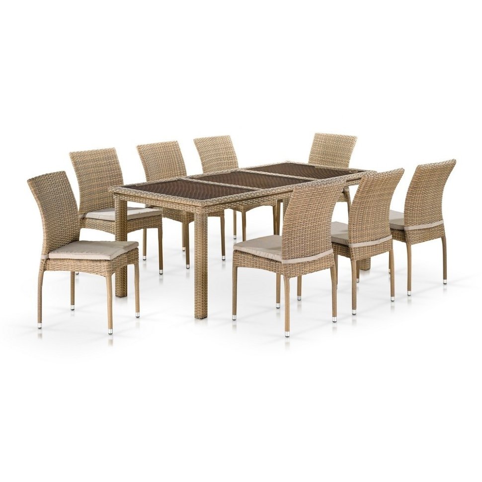 Комплект плетеной мебели T365/Y380B-W65 Light Brown (8+1) 