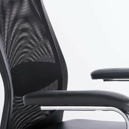 Кресло офисное BRABIX &quot;Flight EX-540&quot;, хром, экокожа, сетка, черное, 531850 Черный
