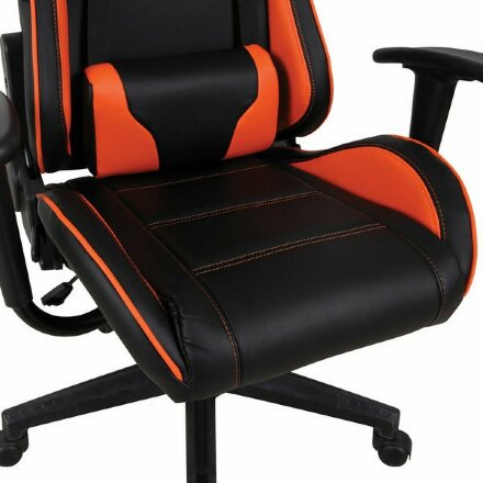 Кресло компьютерное BRABIX &quot;GT Racer GM-100&quot;, две подушки, экокожа, черное/оранжевое, 531925 Оранжевый